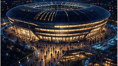 Stadyum ve maç günü ekonomisini temsil eden gece stadyumu görseli
